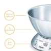 Balanza de cocina 5kg con bol inox KS 54 Beurer