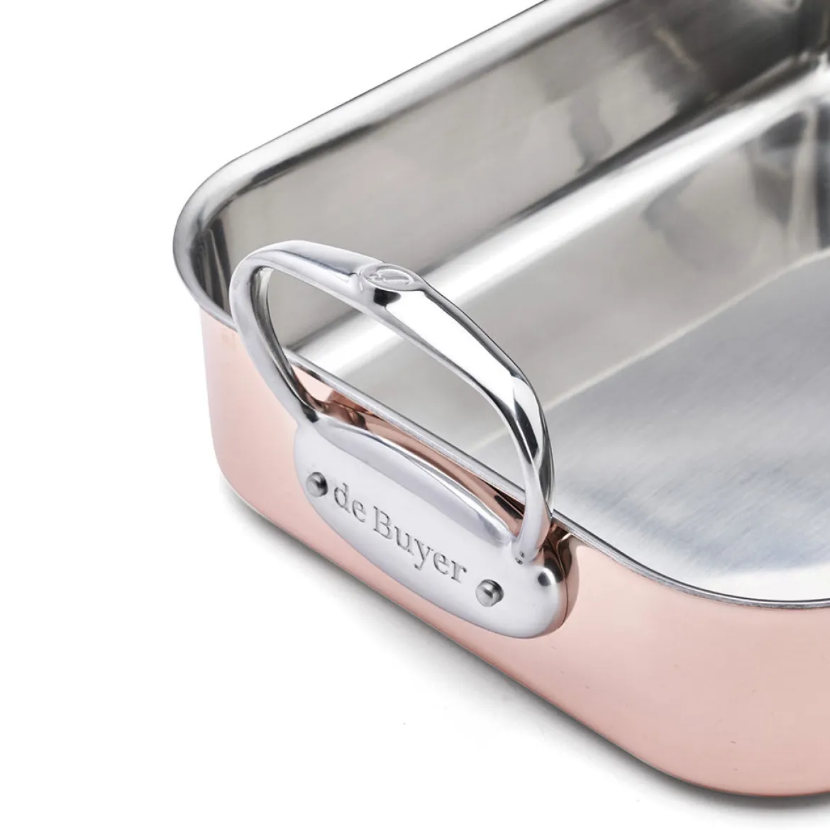 Bandeja asadora de cobre Inocuivre con asas de inox De Buyer