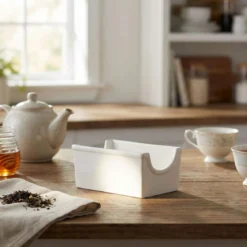 Bandeja de porcelana para bolsas de té y azúcar Menage La Porcellana Bianca