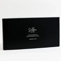 Bandeja para servir de pizarra con asas de inox Selbrae