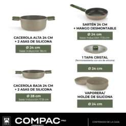 Batería de cocina cerámica 5 piezas Compac Pro Ceramic Bra