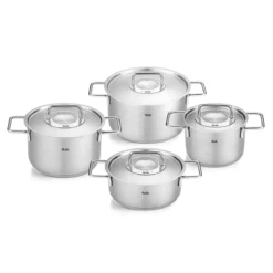 Batería 4 piezas acero inox con tapa de acero Pure Collection Fissler