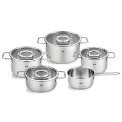 Batería 5 piezas acero inoxidable con tapa de cristal Pure Collection Fissler
