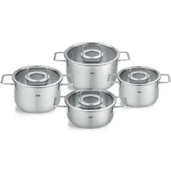 Batería 4 piezas acero inoxidable con tapa de cristal Pure Collection Fissler