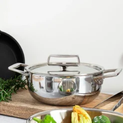 Cacerola alta de acero inoxidable 5-Ply con tapa Castel'Pro Cristel
