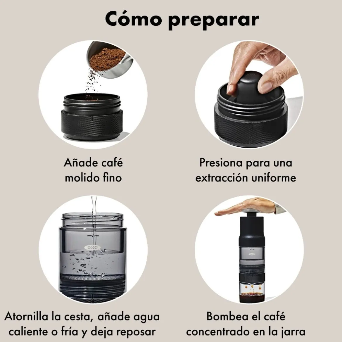 Cafetera portátil manual para café caliente y cold brew Rapid Brewer OXO