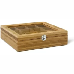 Caja de té de bambú con 12 compartimentos Bredemeijer