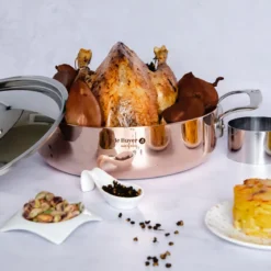 Cazuela de cobre Inocuivre con asas y tapa de inox De Buyer