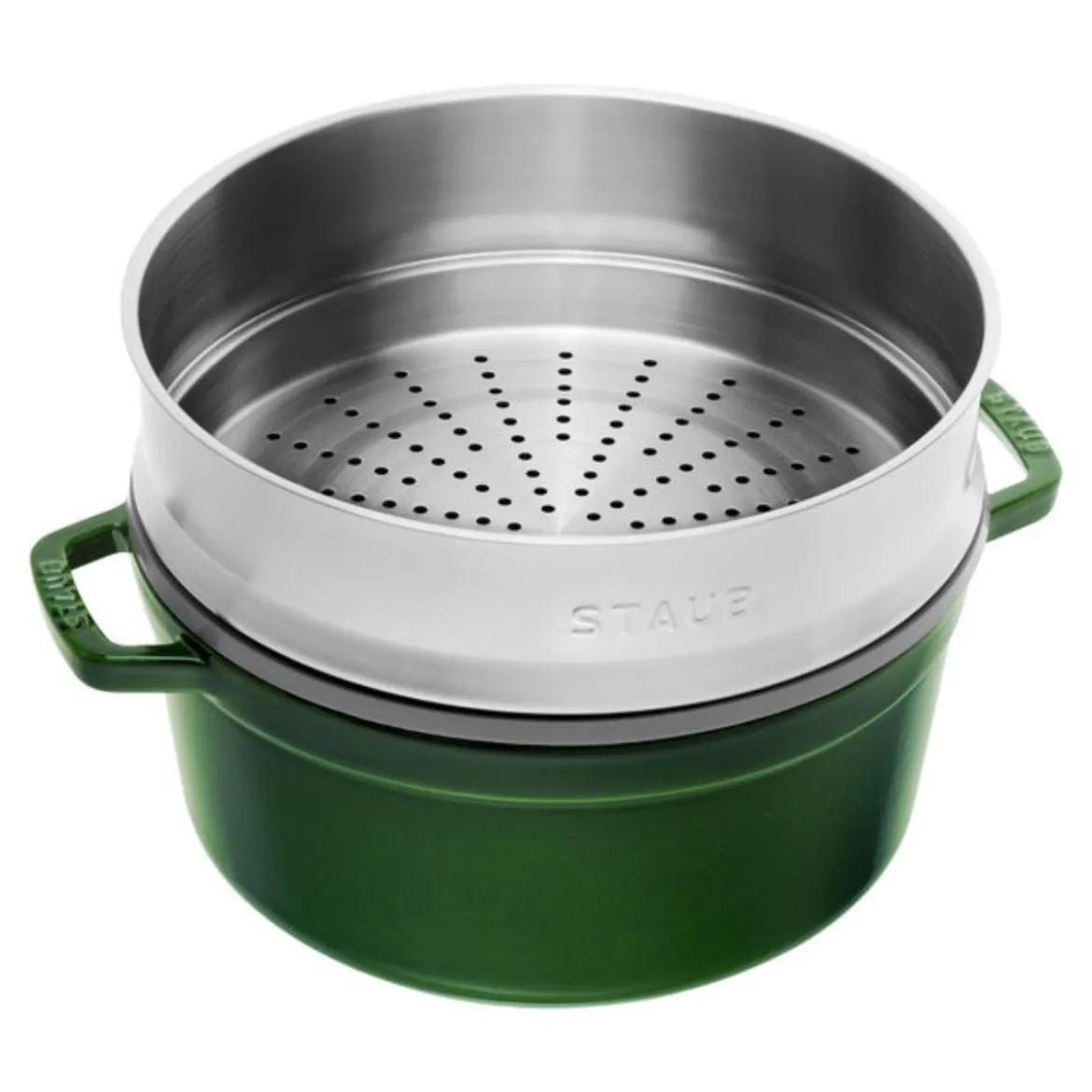 Cocotte de hierro fundido con vaporera de inox Staub