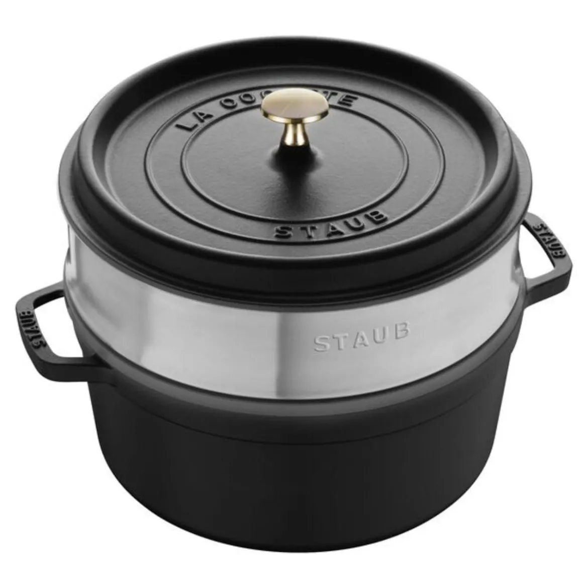 Cocotte de hierro fundido con vaporera de inox Staub