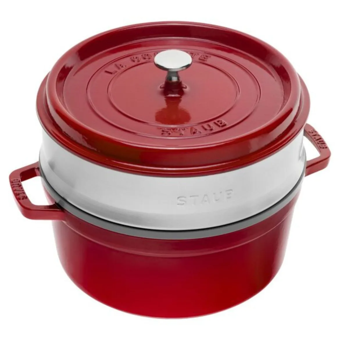 Cocotte de hierro fundido con vaporera de inox Staub