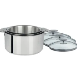 Conjunto de 3 ollas acero inoxidable multicapa Casteline Cristel