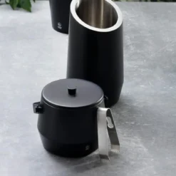 Cubitera con asa de acero inoxidable de doble pared con tapa y pinzas Leopold Vienna