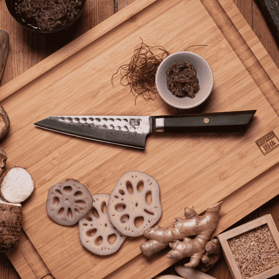 Cuchillos de acero damasco japonés Bunka Damas Kotai