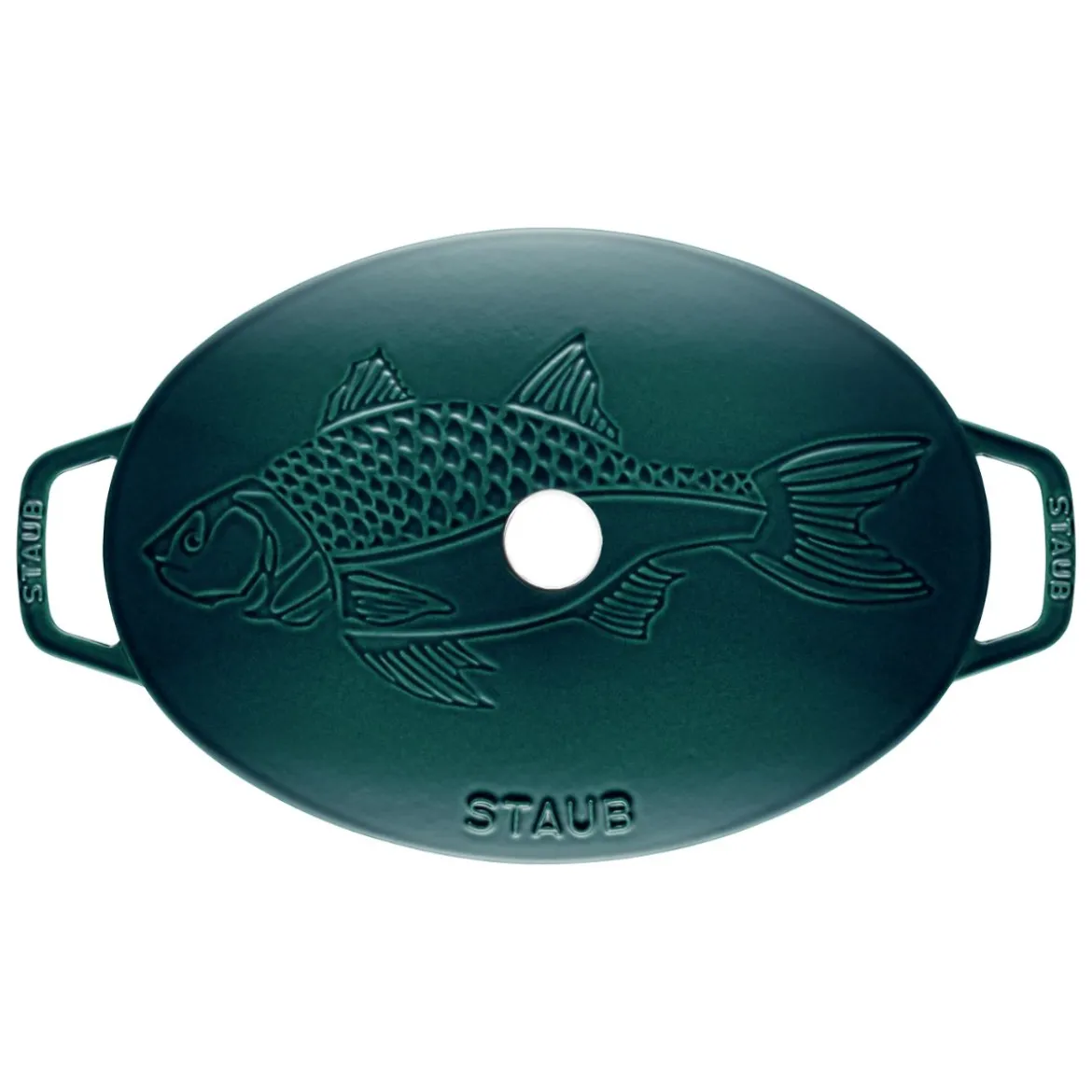 Fuente de horno ovalada de hierro fundido con tapa Staub