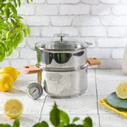 Olla vaporera de acero inoxidable con termómetro BIOME Cristel
