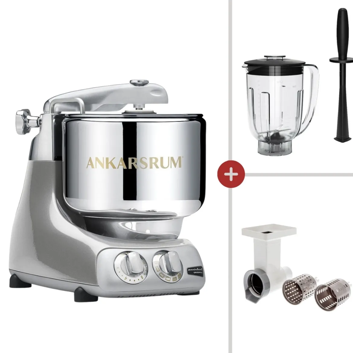 ¡Pack promoción! Amasadora Ankarsrum + Accesorios batidora de vaso y cortador de verduras