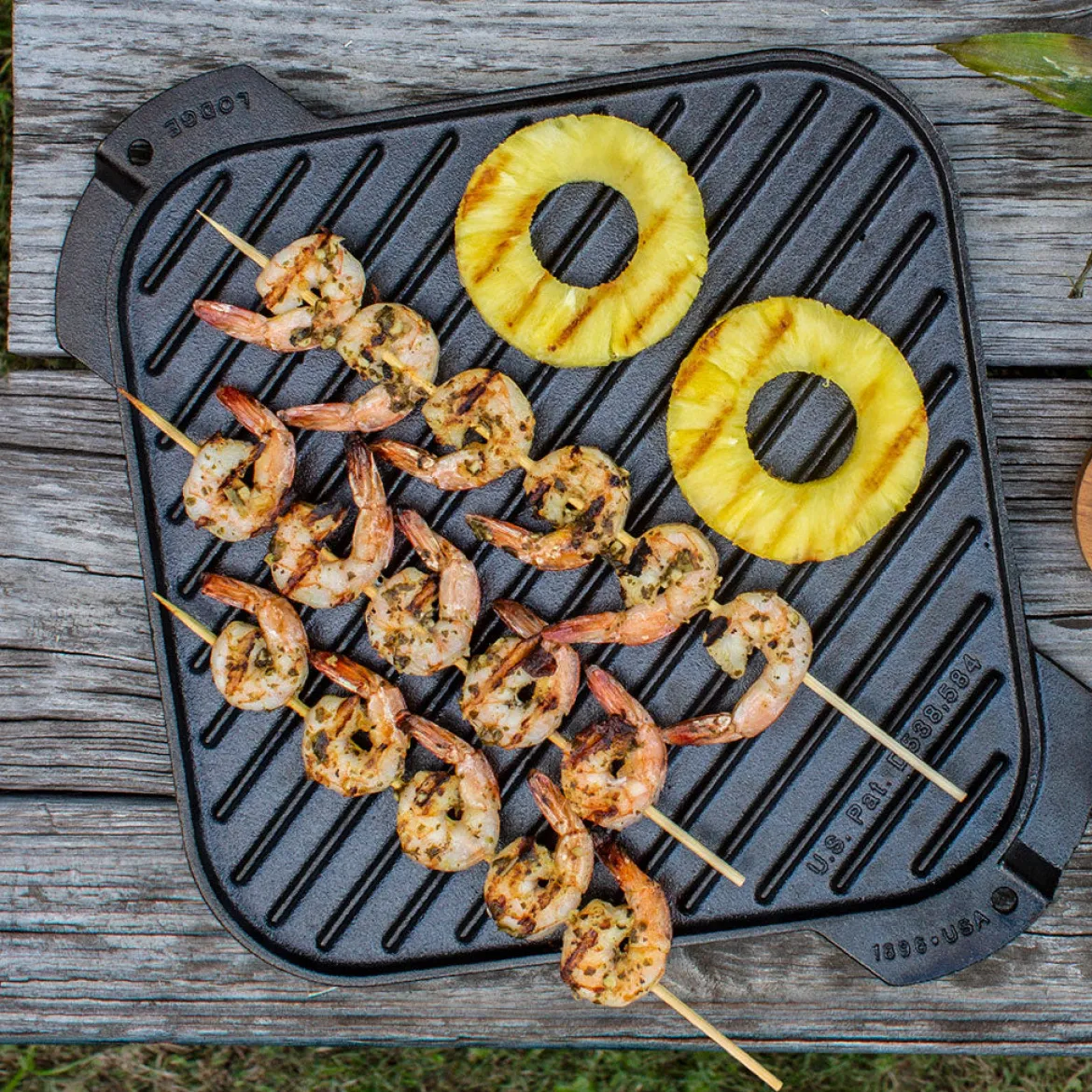 Plancha grill cuadrada reversible de hierro Lodge