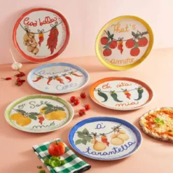 Plato de porcelana para pizza Aumm Rose & Tulipani