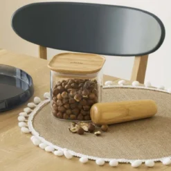 Recipientes herméticos de cristal con tapa de bambú Pebbly