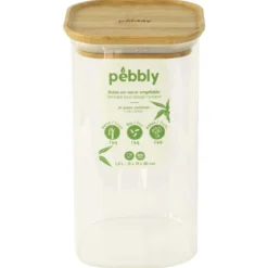 Recipientes herméticos de cristal con tapa de bambú Pebbly