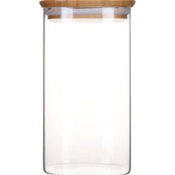 Recipientes herméticos de cristal con tapa de bambú Pebbly