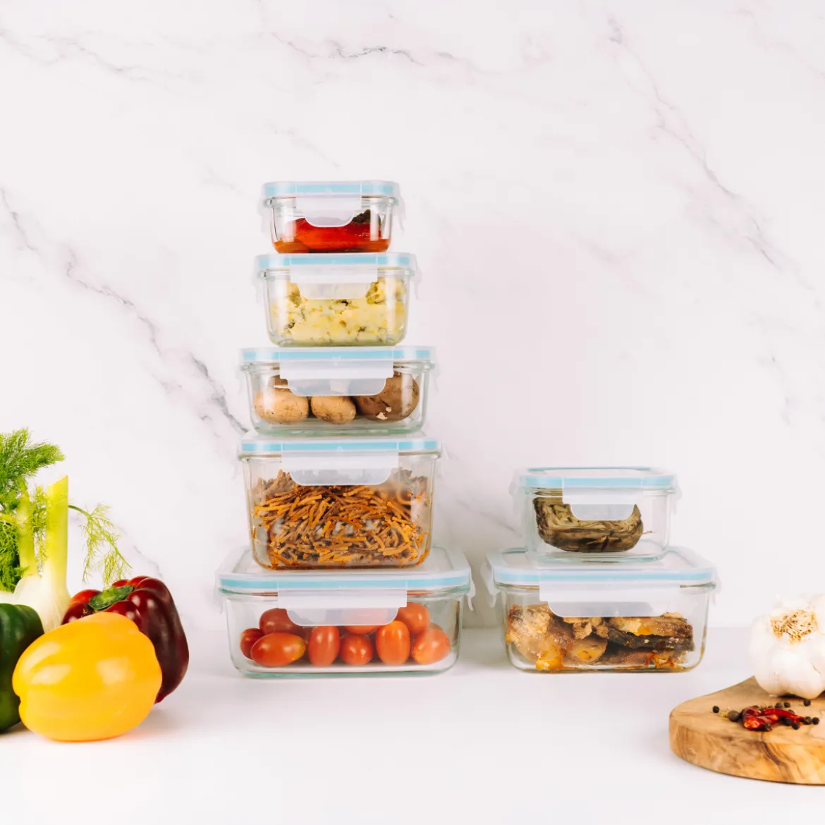 Recipientes herméticos de cristal cuadrados Glasslock