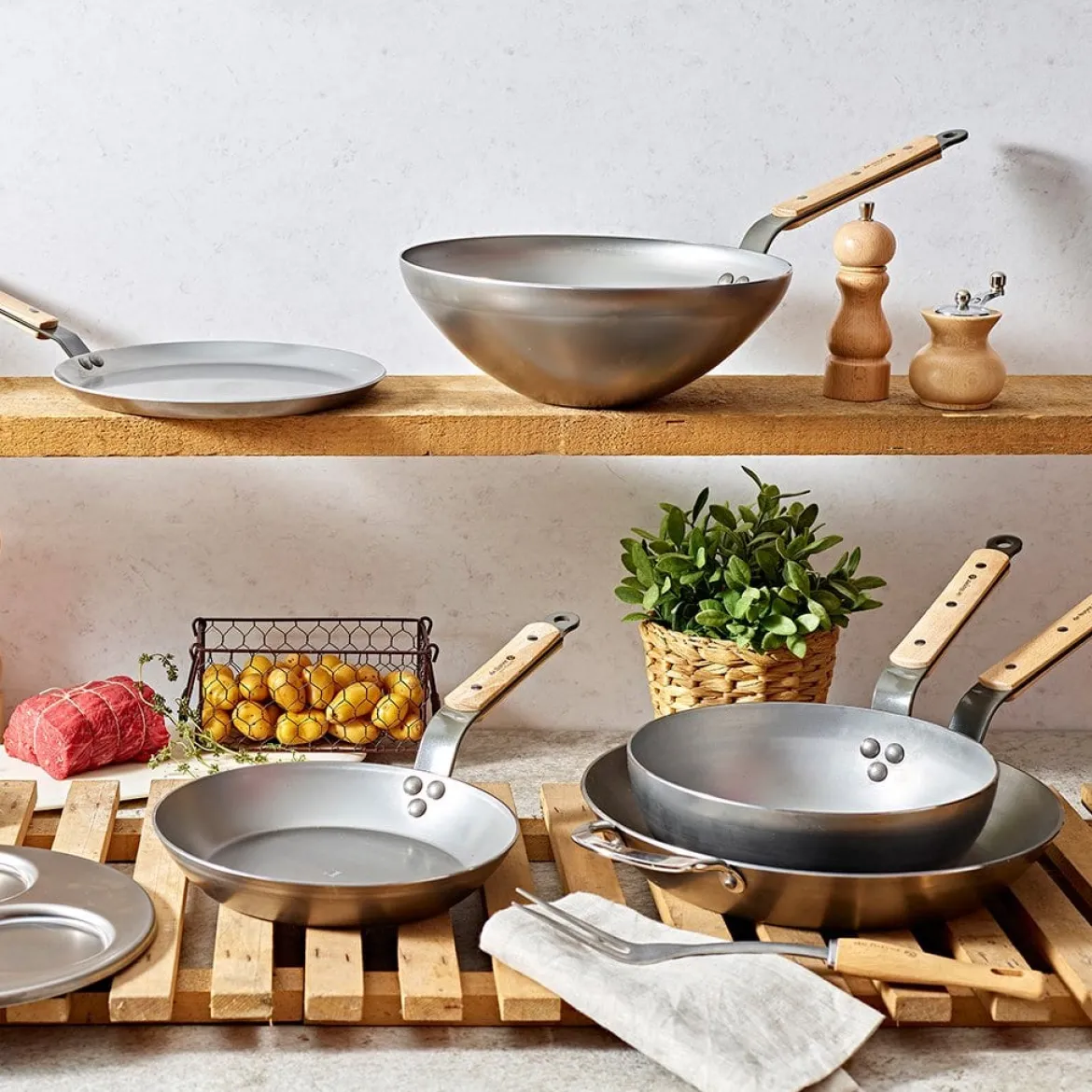Sartén hierro mineral B con mango de haya De Buyer