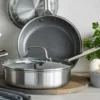 Sauté cerámica de acero inox tricapa con fondo de nido de abeja y tapa de cristal Apex GreenPan