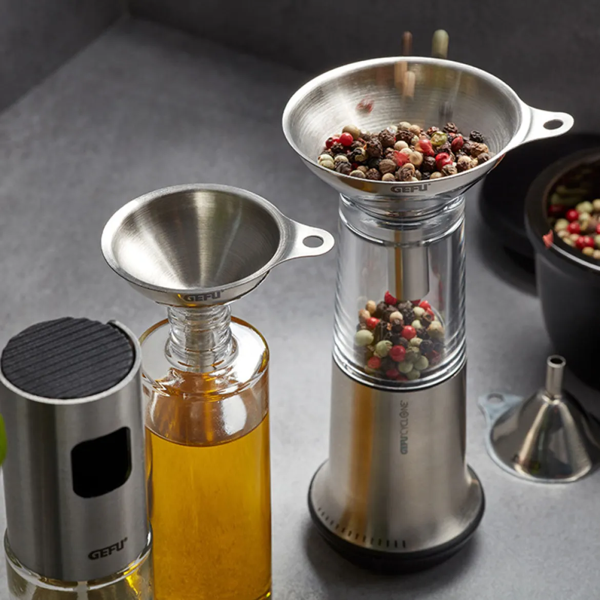 Set de 3 embudos acero inox VERSARE de Gefu
