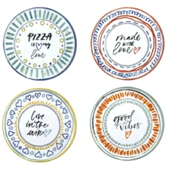 Set de 4 platos de porcelana para pizza Love Andrea Fontebasso Tognana