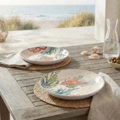 Set de 2 platos de postre de melamina Sea Life Rose & Tulipani