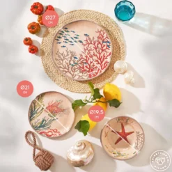 Set de 2 platos de postre de melamina Sea Life Rose & Tulipani