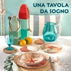 Set de 2 platos de postre de melamina Sea Life Rose & Tulipani