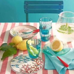 Set de 2 platos de postre de melamina Sea Life Rose & Tulipani