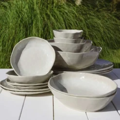 Set de 2 platos de postre de melamina Atmosfera Tortora Rose & Tulipani