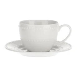 Set de 6 tazas con plato de porcelana Collina La Porcellana Bianca