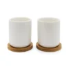 Set de 2 vasos cerámicos con posavasos de bambú Umea Bredemeijer