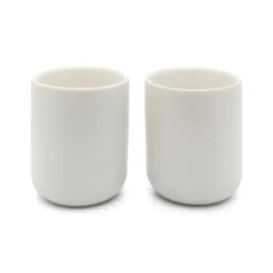 Set de 2 vasos cerámicos con posavasos de bambú Umea Bredemeijer