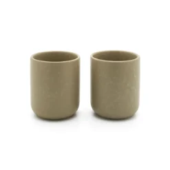 Set de 2 vasos cerámicos con posavasos de bambú Umea Bredemeijer