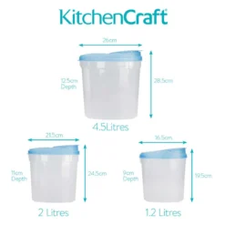 Set 3 Recipientes Blue Card sin BPA KitchenCraft