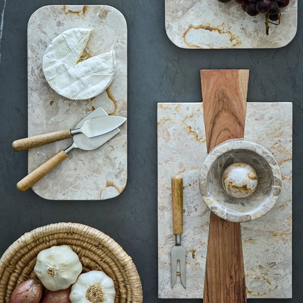 Tabla de mármol y madera para cortar y presentar Thyme Affari of Sweden