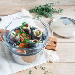 Vaporera de vidrio con tapa Cristel
