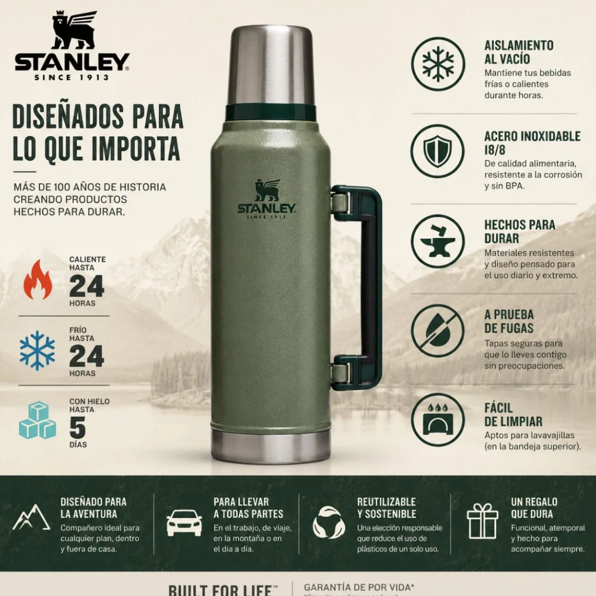 Vaso termo con asa y pajita The Quencher FlowState Stanley