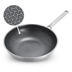 Wok cerámico de acero inoxidable tricapa con fondo de nido de abeja Apex GreenPan