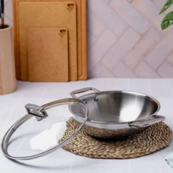 Wok de acero inoxidable 3-Ply con tapa de cristal Castel'Pro Cristel